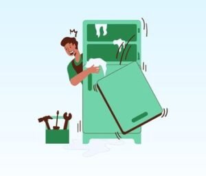 a graphic of broken fridge